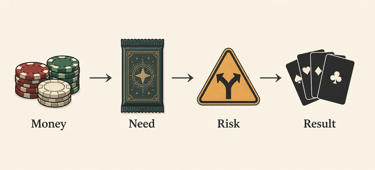 Fluxo editorial para decidir se vale comprar um Pacote Arcana em Balatro